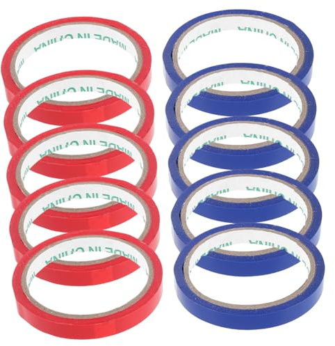 ZUNOXAZ Cinta Adhesiva Para Sellar Bolsas Pequeña y Estrecha, Alta Adhesión, Colores Rojo y Azul, 10 Rollos Para Embalaje Supermercados y Envasado De Alimentos