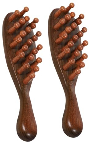 Alipis 2pcs Sandalwood Scalp Massage Comb Wood Massager for Hair Detangling Wide Tooth Hairbrush Women Men Scalp Massage Tool
