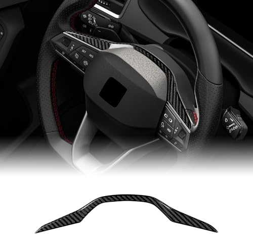 KUNGKIC Per Seat Ateca/Tarraco/Seat Leon Cupra Formentor Cupra Leon 20 – 26, Ibiza/Arona/Cupra Born/Ateca/Terramar/Tavascan Dry in fibra di carbonio per auto, rivestimento volante, accessorio (nero)