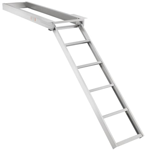 RecPro Marine Pontoon Boat 5 Step Extra Long Under Deck Mount SELF Storing Ladder AL-UDL5