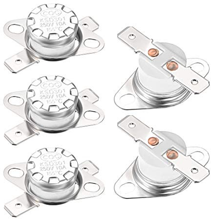 sourcing map 5Stk Temperaturschalter Thermostat Normalerweise offen 155°C 10A N.C 6,3mm Pin de