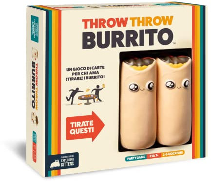 Asmodee - Throw Throw Burrito - Divertente Gioco da Tavolo, con Due Burrito Squishy, 7+ Anni, 2-6 Giocatori, Edizione in Italiano