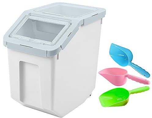 Uotyle Pet Food Storage Container, Pet Food Containers With Spoon Dog Food Storage Container For Pet Food Storage Sealed Storage Containers with Extra Layer 8L-10L (Cyan Large)