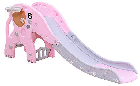 WDW Big Elephant Slide Baby Children Orange/Pink Indoor Outdoor Garden Toy 1.8m (Grey-Pink)