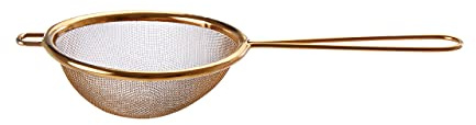 Premier Housewares Tea Strainer Gold Sieve Fine Mesh Round Stainless Steel Durable Kitchen Sieve For Daily Use Rice Sieve With Tapered Handle 8 x 3 x 18