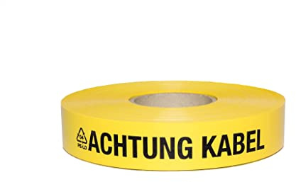 Bemango Trassenwarnband Achtung Kabel, Gelb mit Schwarzem Druck 250m
