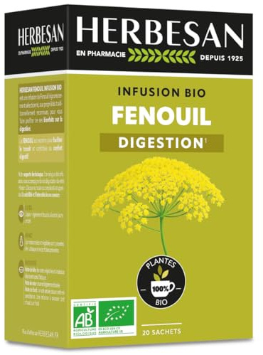 Herbesan Infusión de Hinojo Fácil Digestión Ecológica 20 Bolsitas