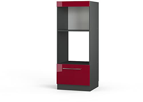 Vicco Armoire Micro-Ondes Fame-Line, Rouge Bordeaux Haute Brillance, 60cm Ouvert, à Combiner avec d'autres modules de la série Fame-Line