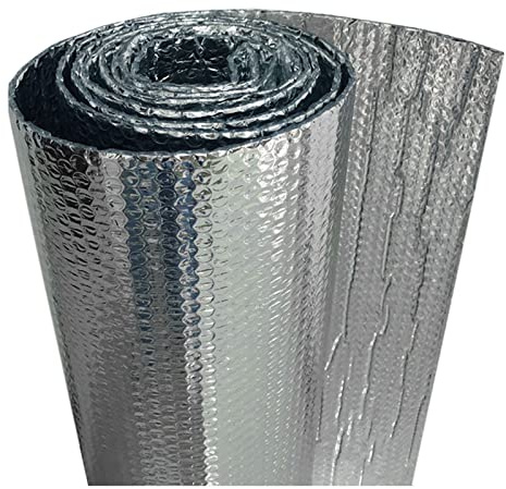 SHUITUKOUU Schaumkernstrahlungsbarriere, Aluminiumfolie Schaum Wärmeisolierung Baumwolle, Wände Dachböden Luftkanäle Fenster Heizkörper Garagen Sauna 1M², 5 M², 10 M²,10mm（thk）,1 * 10M (10m²)