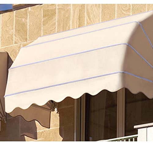 Vordach für Haustür Rechteckige Markise, Manuell Einziehbare Fenster Tür Anti-Rost Vordach, Moderne Außentür Terrassentür Ployester Sonnenschirm Unterstand, Beige ( Size : L 135cm/53in(WxH 60x60cm) )