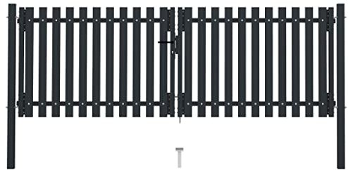 INLIFE Doppelflügel Zauntor Stahl 306x125 cm Anthrazit,41.05kg,146350