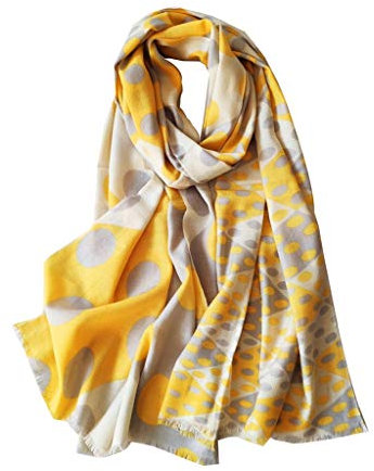 Dünner Abschnitt aus Reiner Wolle, gelb Gepunkteter Wollschal für Damen, Frühling und Herbst, dünner und vielseitiger Langer Abschnitt