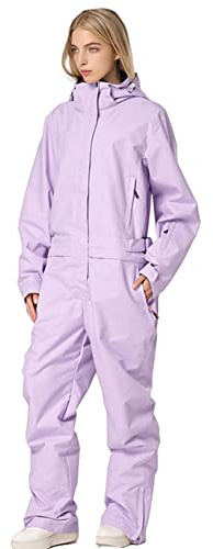 HOTIAN Damen Schneeanzug, Damen Einteiler Skioverall Wasserdicht Winddicht Winter Warme Einteiliger Skioverall,für Wandern Klettern Isoliertes Snowboarden Purple-Women M