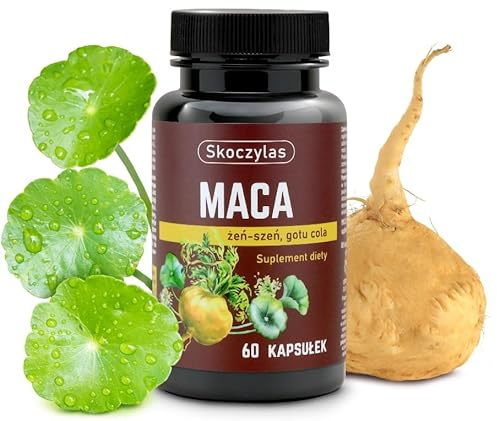 Skoczylas - Maca + Ginseng + Gotu cola - Ohne Zusatzstoffe - Veganer - Vegetarier - Nahrungsergänzungsmittel mit Pflanzenextrakten - 60 Kapseln