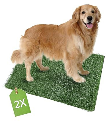 QWORK® 2 Pezzi di Erba Artificiale per Toilette Cani, Tappetino di Ricambio per Pipì per Cani e Cuccioli, 51x63 cm