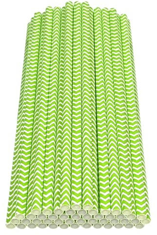 Haobase 50 Stück Papier Trinkhalme, biologisch abbaubare Papier Strohhalme für das Trinken von Cocktail, Kaffee, kalte Getränke (Ripples Muster) (Green Ripples)