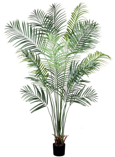 Leflos 195 cm Palmera artificial Dypsis Lutescens, planta de interior sólo con 18 troncos desmontables, decoración para oficina, tienda, piso y fiesta, 1 pieza