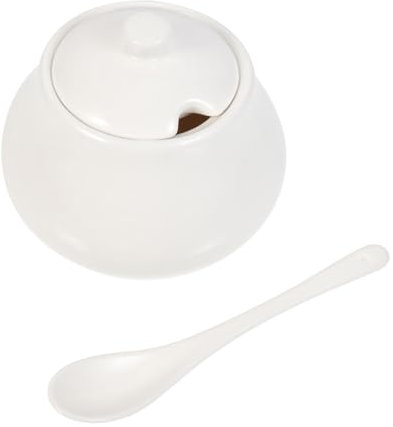 LIFKOME Sucrier Céramique Blanc Pur Grand Volume Avec Cuillère Distributeur De Sucre Pour Cuisine Et Bar à Café Récipient Condiments Élégant Céramique Sûr