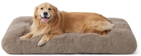 BEDSURE XXL Hundebett Waschbar, Flauschig Kissen, 119x74x9cm, Kamel | XXL Dickes Kamelfarbenes Flauschkissen für Großrassen, Verstärkte Rutschunterlage, Waschbar