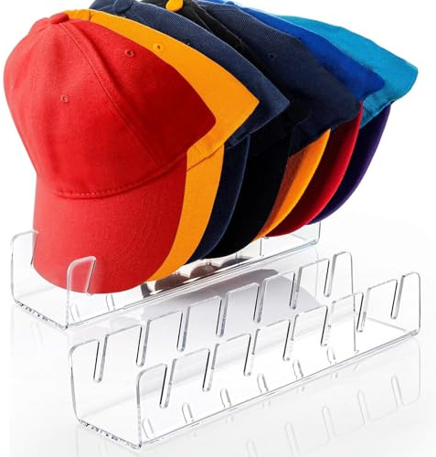 Uixxducc 2pcs Cap halterung, Acryl Cap Halter für 14 Baseballmützen Cap Organizer Desktop Baseballkappen Organizer, zur Präsentation von Baseballkappen