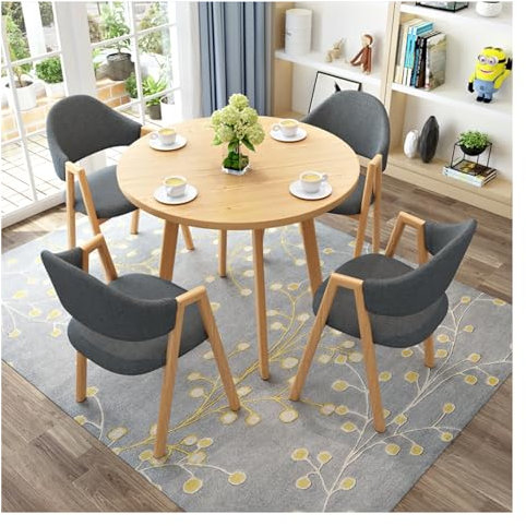 Runder Esstisch Mit 4 Stühlen Set, Esstischgruppe Mit Stühlen, Essgruppen Bartisch Und Barhocker Für Ihr Esszimmer Küche, Freizeit Couchtisch Set, Für Zuhause Büro Wohnzimmer Meeting Raum ( Size : Gra