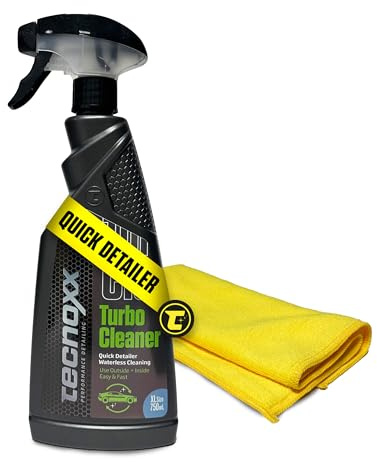 Tecnoxx - Turbo Cleaner Quick Detailer vattenfri bilkemtvätt, reptålig, Abrillantador-skydd, enhetlig fläckfri finish, 750 ml, XL förpackning