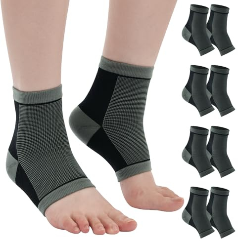 4 Paar Kompressionssocken Damen Herren Sprunggelenkbandage Kompressionsstrümpfe Knöchelbandage Fußbandage Knöchel für Plantarfasziitis Arthritis Verstauchte Fersensporn Sport (Schwarz, 43-46)