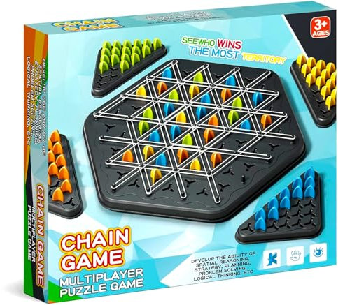 Triangle Chain Strategy Board Game, Chain Triangle Chess Game, Interactive Peg Game Educational Brain Teaser Strategy Puzzle Toy for Adults and Kids