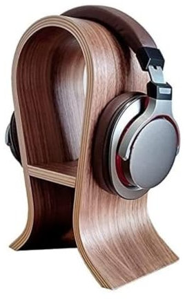 Headphone Holder Wooden Headphone Stand Headset Stand For Office Desk Gaming Headphone Display Holder Hanger Walnut Earphone Holder Stand(15 * 10 * 25cm)