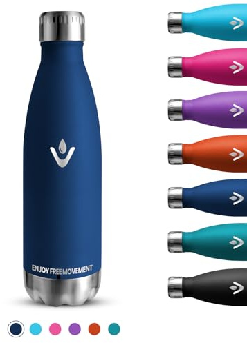 Botella Agua Acero Inoxidable, 500ml Niños, Cantimplora Termica sin BPA, Botellas agua Niños Colegio, Doble Aislamiento al Vacío, Termica para Escuela, Gym, Oficina, Azul Oscuro