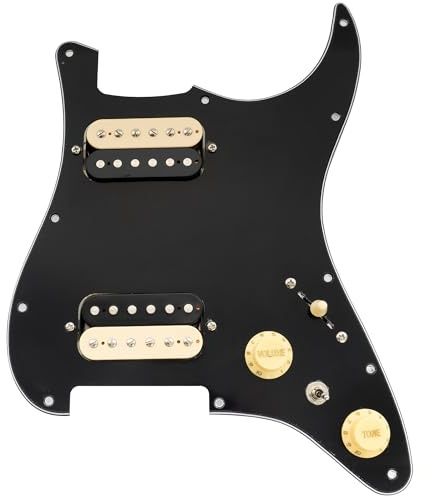 Musiclily Pro SE ST-HH-OMHA Vorverdrahtetes Schlagbrett Schwarz Zebra | mit Alnico 5 Humbucker Mini Toggle Schalter, für Strat Style E-Gitarre