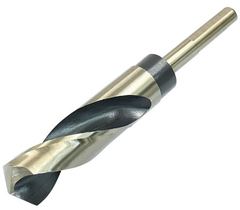Bivethoi Spiralbohrer mit reduziertem Schaft, 22 mm, schwarzes Nitrid & Gold, Titanbeschichteter Hochgeschwindigkeitsstahl 4341 mit 12,7 mm Schaft zum Bohren von Stahlplatten