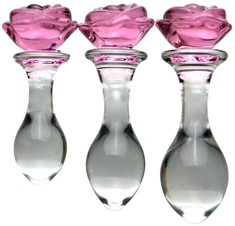 DYUOMB Set di 3 pezzi di plug anali in vetro di grandi dimensioni, perline anali di cristallo, plug in vetro, butt plug, giocattoli anali for donne, dildo in vetro, dilatatore anale, plug anale, dildo