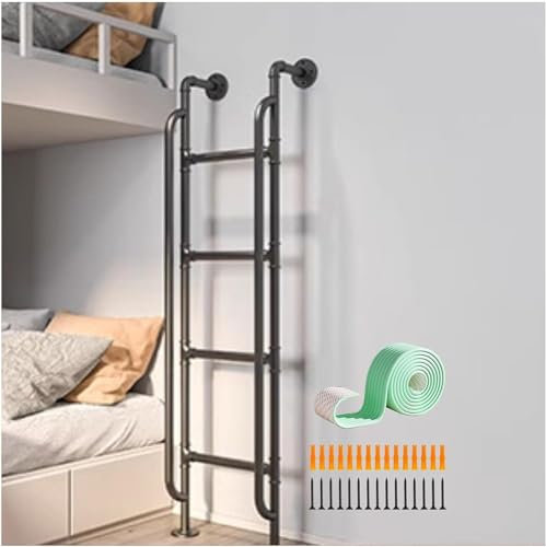 SAFWELAU Metallschrittaufstiegsleiter Stufenleiter mit rutschfesten Stufenpolstern, Feuerleiter für Kellerfensterbrunnen, Handlaufdesign für sicheres Klettern(220cm/7.2ft/86.6inch H)
