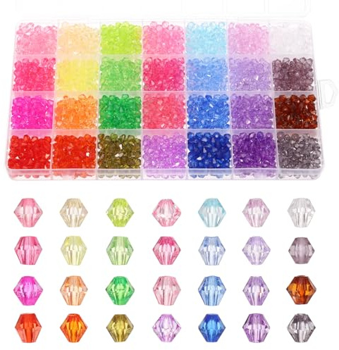 PATIKIL 6mm Bicone Crystal Beads, 1960 Pcs Glass Faceted Bicone Beads Loose Spacer Bead for Jewelry Making Bracelet Necklace Earrings Wind Chimes Craft, 28 Colors