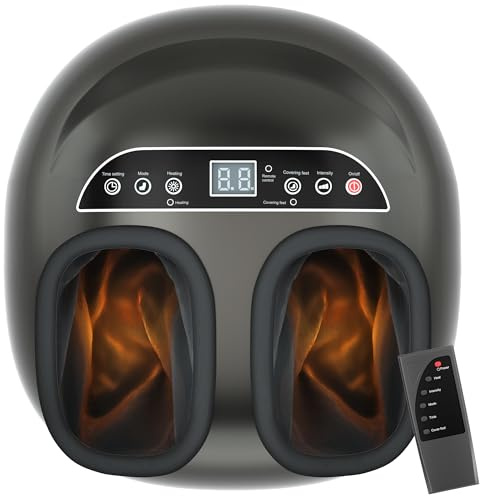 Foot Massager Machine with Heat,Shiatsu Foot Massager Home with Air Compression,Adjustable Electric Massager Machine for Feet Office,Wireless Control,DIY Gifts Draw Patterns for Man &Women,Black