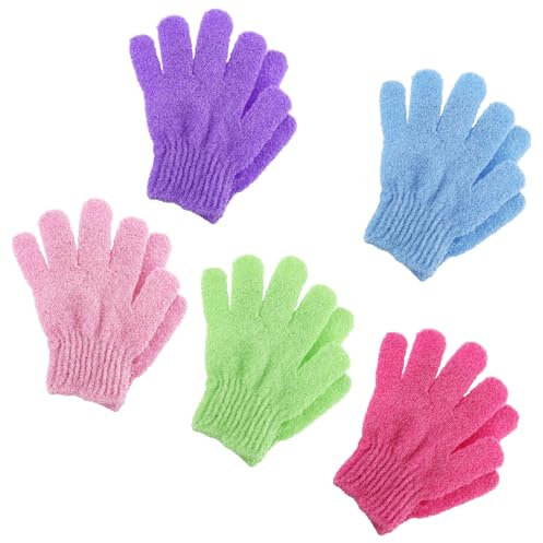 BOHUIZ 5 Paar Peelinghandschuh, Peeling-Handschuhe Exfoliating Gloves Körper Duschhandschuh für Dusche Spa Massage