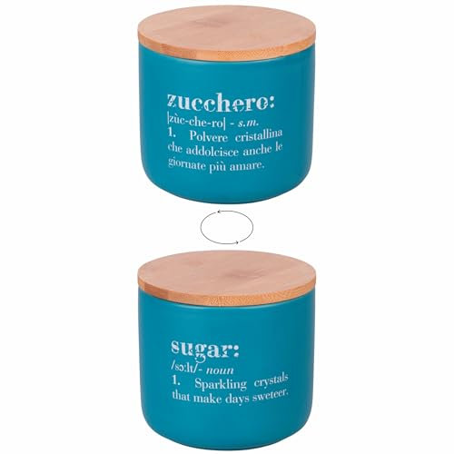 Villa d'Este Home Tivoli 1996 Barattolo zucchero 500 ml in ceramica, coperchio in bambù, Victionary