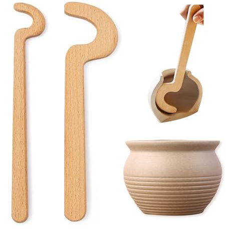 Yushen 2Pcs Cup Pottery Clay Tools with Long Grip Handle, Vase Pots Making Clay Sculpture Tool Ceramic Throwing Stick for Pottery Shaping Molding