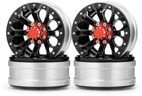 GNOVIATL 4PCS 1.9 Inch Aluminum Rims Hubs Compatible With 1 10 Scale CC01 D110 TRX6 Crawler RC Car Parts(Black)