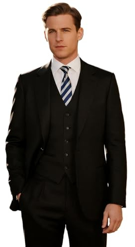 mintgreen Mens Suits 3 Piece Slim Fit One Button Business Wedding Solid Color Suit Set Blazer & Waistcoat & Pants, Black, L