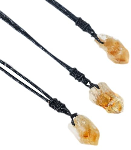 3 stycken citrin helande kristaller stenhalsband, naturligt citrin hänge, oregelbunden reiki-healing citrin topas ädelstenar-halsband smycken för flickor kvinnor