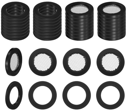 40 Pcs Shower Head Filter Gasket, 3/4 Universal Rubber Washers & Stainless Steel Mesh, 20 O-Ring Stainless Steel Water Hose Gasket and 20 Rubber Washers Plumbing for Faucet Hose Seal Ring Connection