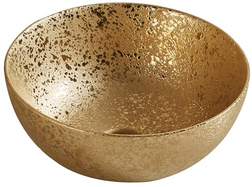 SANFINO Aufsatzwaschbecken rund Ø35,8 cm – Waschbecken Gold matt aus Keramik – Kleines Aufsatzbecken für Bad, Gäste WC & Waschtisch – Design Handwaschbecken, modernes Waschbecken rund