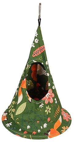 Fågeltältsäng Hängmatta boet Mjuk Andas Tvättbar bomull Sovhus för papegoja undulat Småfåglar Grön (25 * 35 cm)