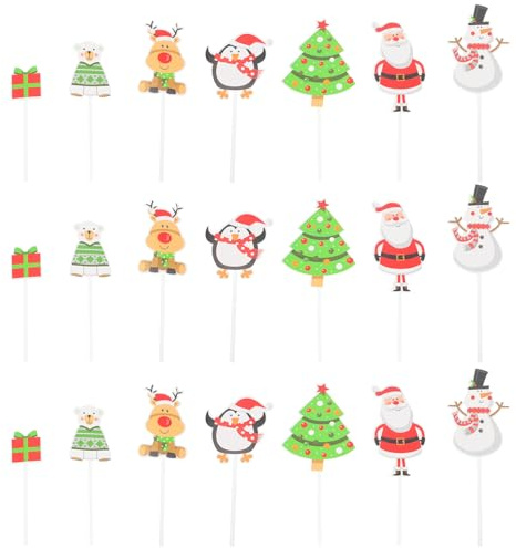 SOPOTUTU Décorations de Gâteau de Noël en Papier 70 Pièces Motifs Père Noël, Renne et Sapin, Décorations pour Gâteaux de Fête, Pics à Gâteau pour Anniversaire et Dessert Festif