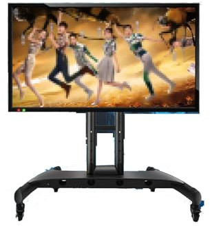 THEGA Soporte de Piso rodante de Altura Ajustable - Soporte de TV inclinable con ángulo Ajustable de 0 a 90° - Soporte de Piso para TV, Carro de TV móvil con Ruedas, para TV de 32 a 65 Pulgadas