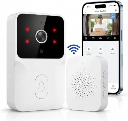 Générique Sonnette sans Fil Extérieure Étanche,Sonnette Vidéo sans Fil avec Caméra,1080P Surveillance WiFi de Vision Nocturne HD,Audio Bidirectionnel, Alertes de Détection Humaine