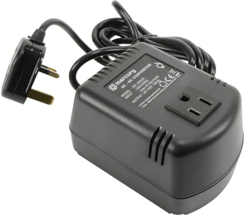 Mercury Step‑Down Voltage Converter 230V to 110V | 100W UK Mains Adapter for US Devices, Compact & Portable Travel & Home Use, BS1363 Plug, Safe for Laptops, Shavers & Small LED TVs