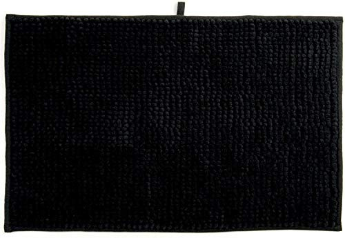 MSV Badrumsmatta badrumsmatta duschmatta chenille hög lugg badrumsmatta 40 x 60 cm – svart
